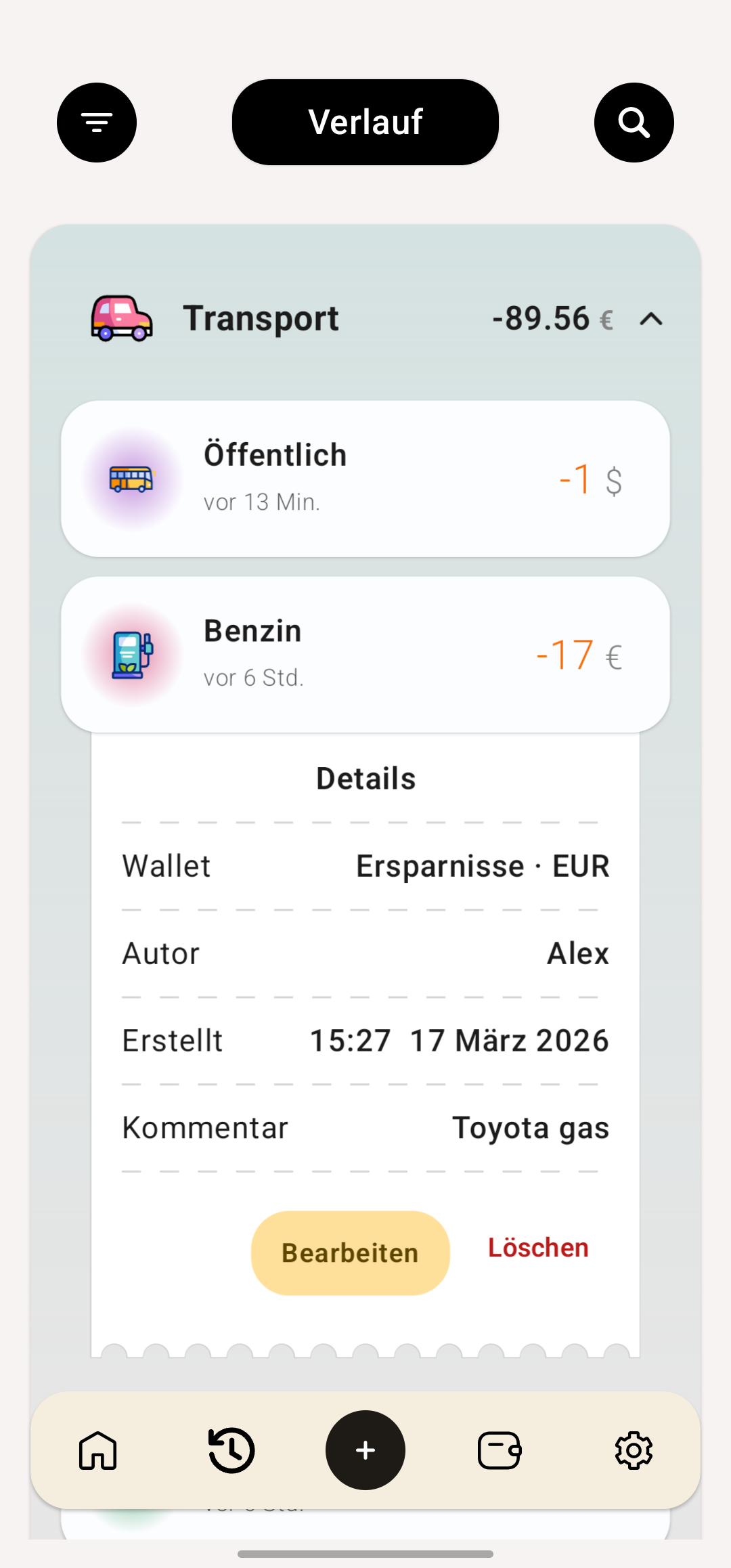 Wallets mit ihren Salden in verschiedenen Währungen