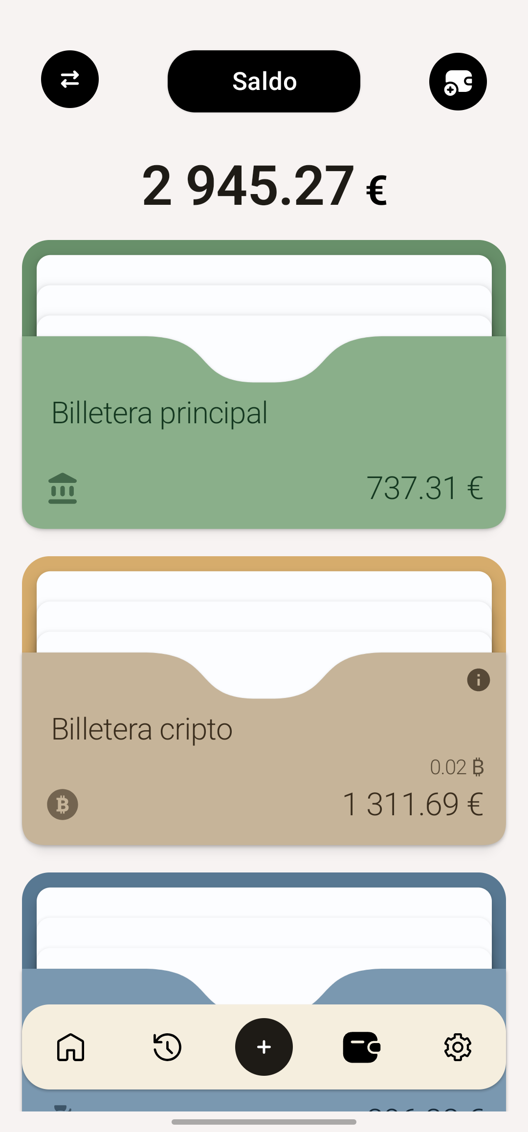 Añadir un gasto con la calculadora integrada y conversión de moneda