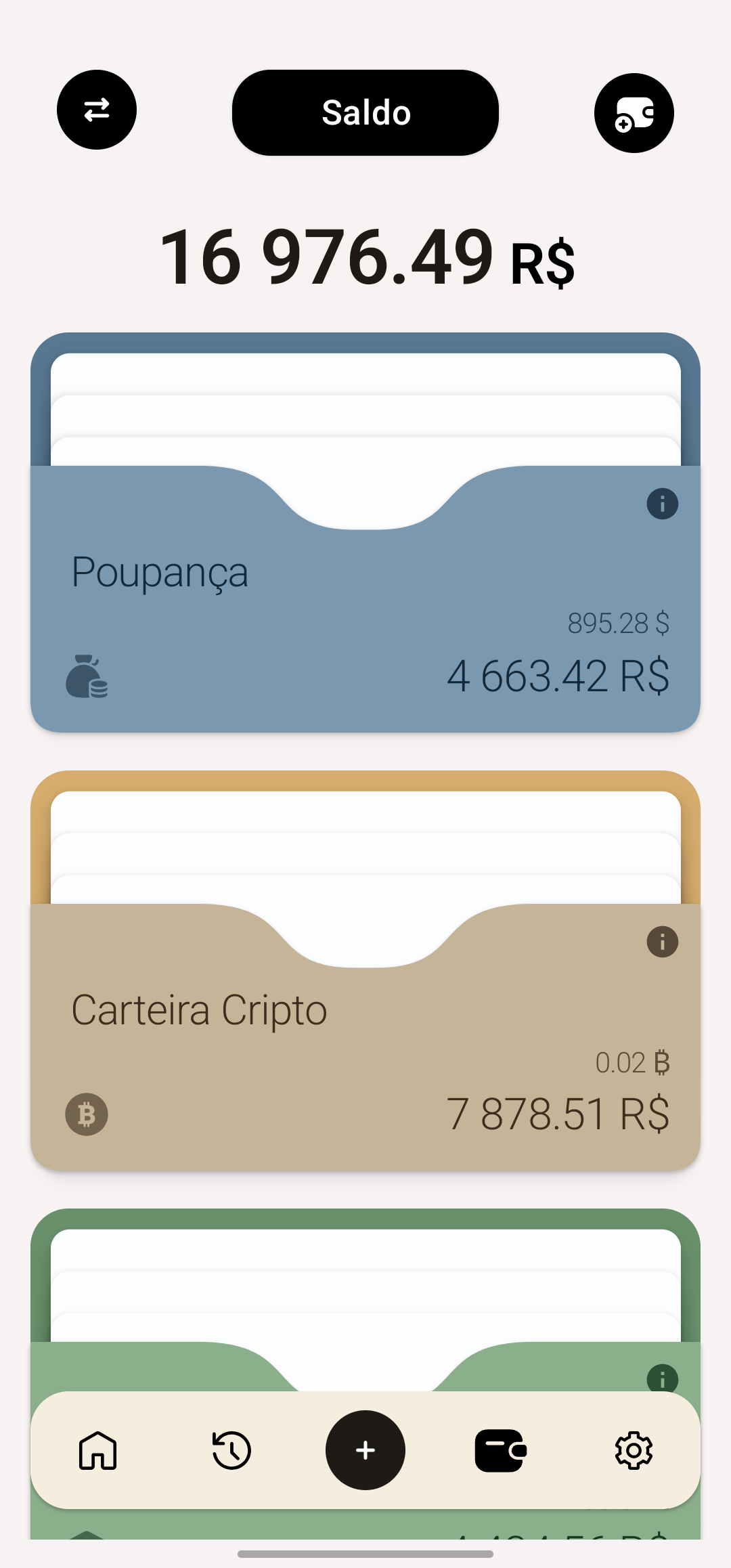 Adicionando um gasto com a calculadora embutida e conversão de moeda