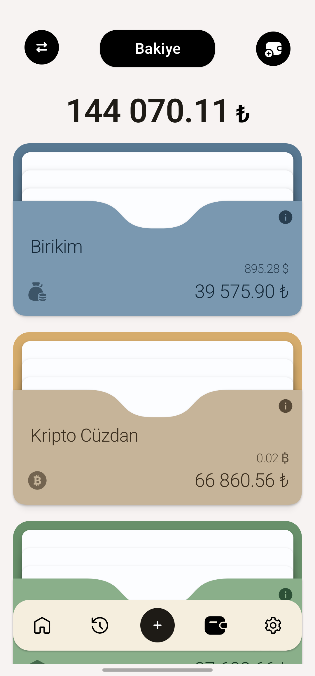 Yerleşik hesap makinesi ve kur çevirisiyle harcama ekleme